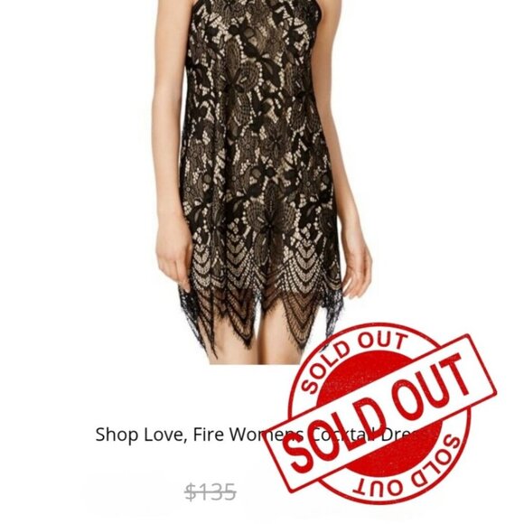 Love FIRE Black Lace Halter Dress – Keyhole Back, Scalloped Hem – Size M – NWOT - Picture 15 of 15